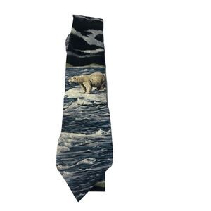 Endangered Species 1983  Staton Lee Polar bear Hudson Bay Oj Gromm Silk tie USA